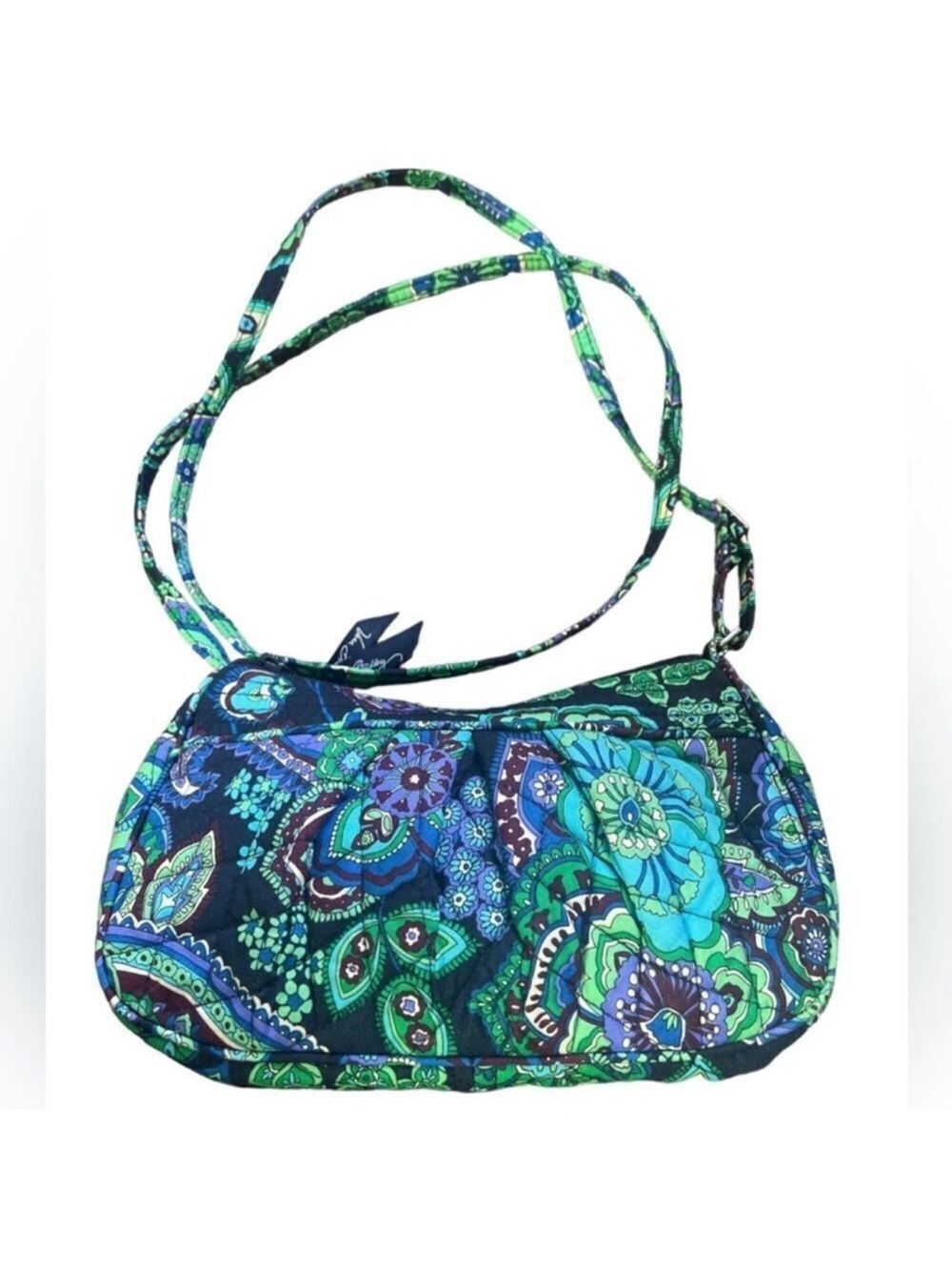 Vera Bradley Blue Rhapsody Amy Navy Green Purple Paisley Quilted Cotton Bag